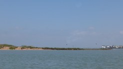 North Deer Island, with the town of Tiki Island in the background.